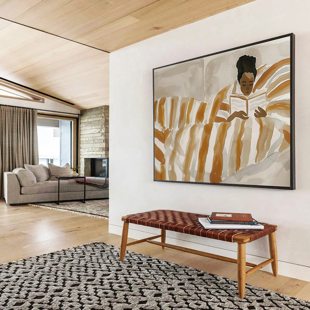 Reading in Bed Figure Art for Cozy Home Library Corners DLZ2614