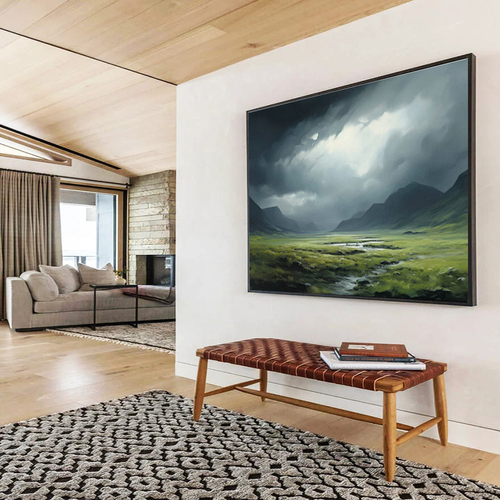 Mountain Landscape Oil Painting for Rustic Cabin Bedrooms DLZ2554