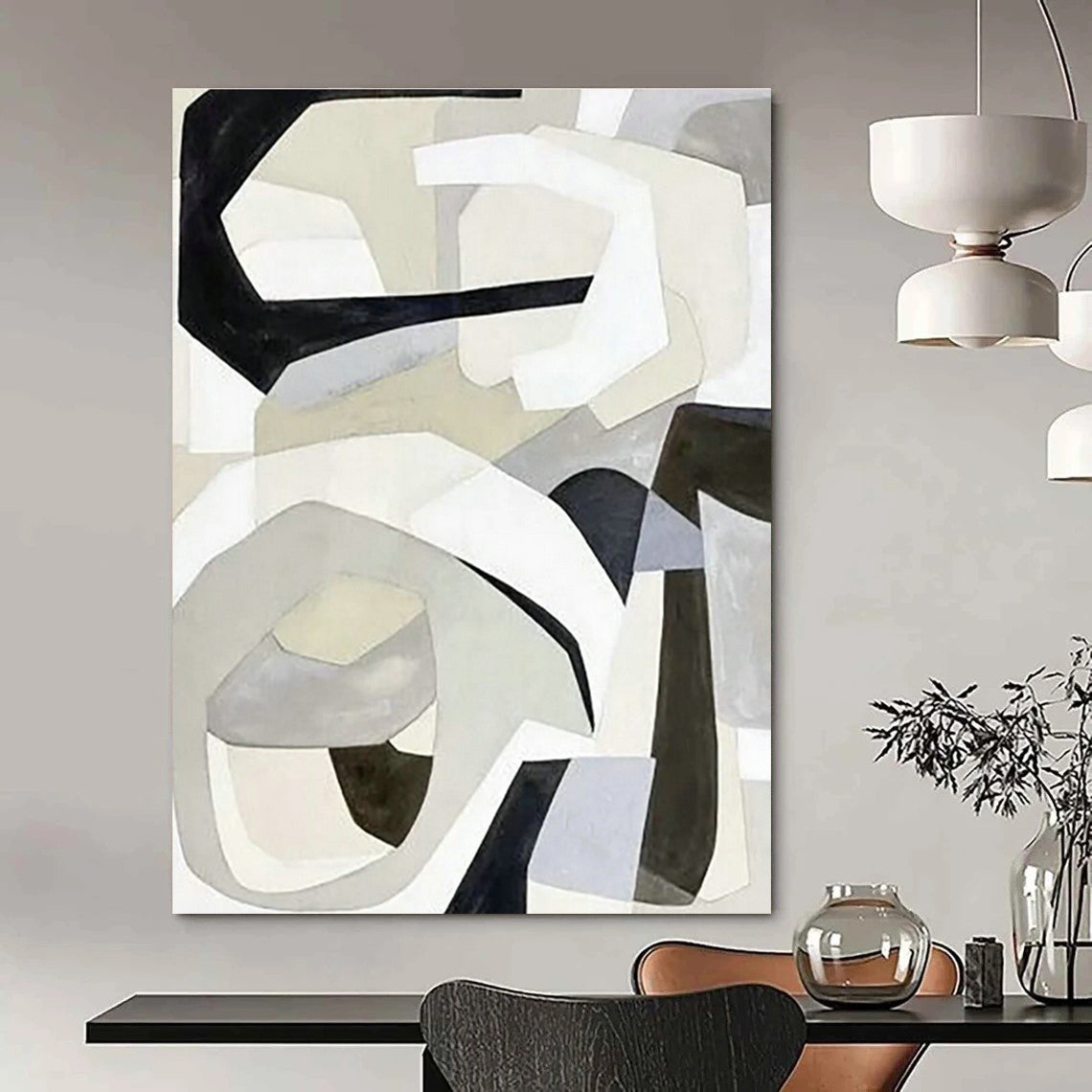 Gray - White Geometric Abstract Art for Minimalist Home & Creative Agency DLZ1148