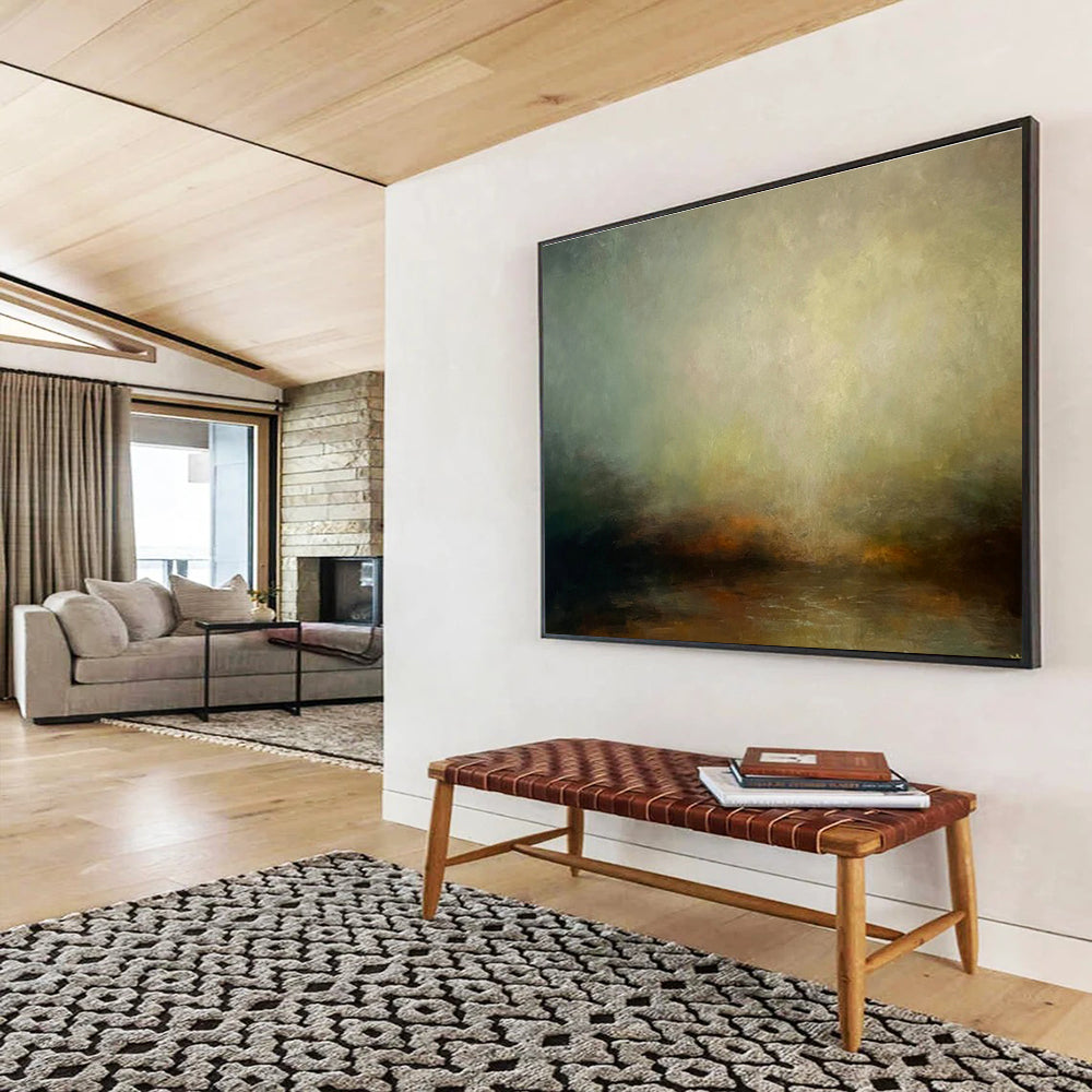 Hazy Landscape Oil Painting for Zen - Inspired Meditation Room Corners DLZ3157