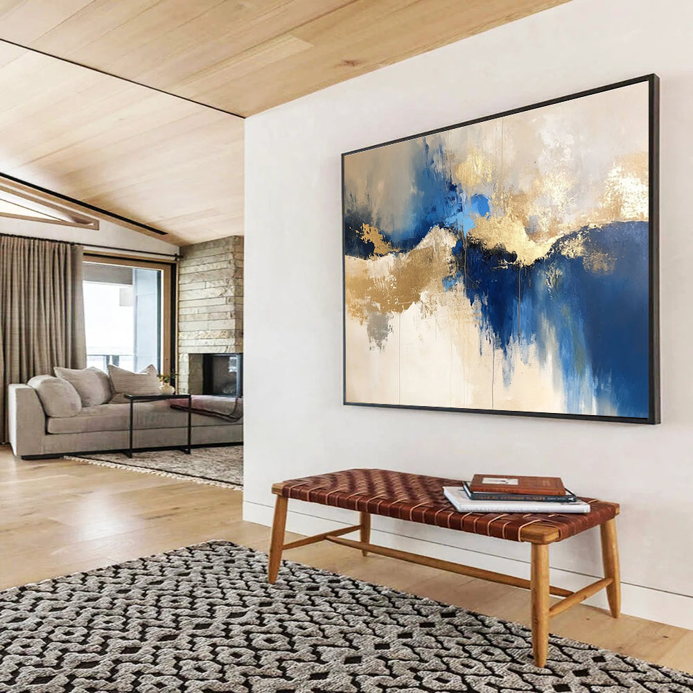 Blue - Gold Abstract Landscape for Coastal Villa & Art Gallery Exhibition SC022