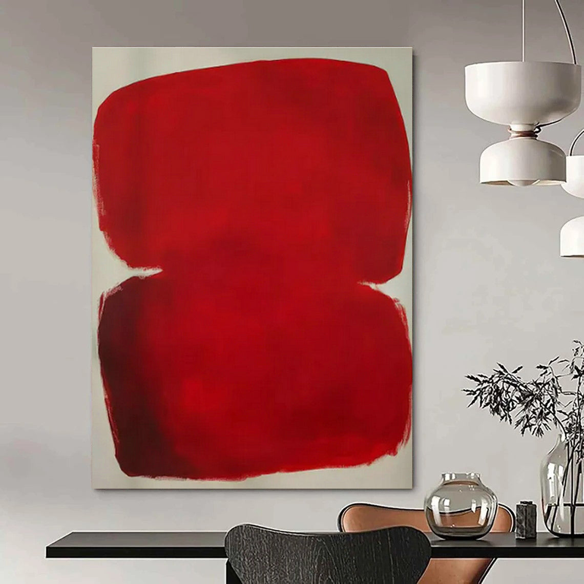 Red Color Block Art for Modern Art Gallery & Bold Home Entrance DLZ1766