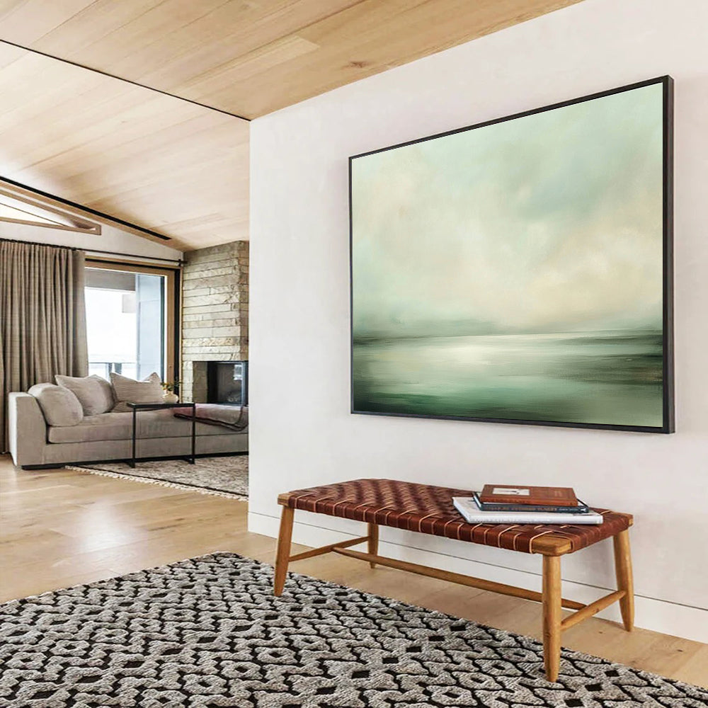 Misty Sea Green Art for Coastal Spa & Minimalist Bedroom SC070