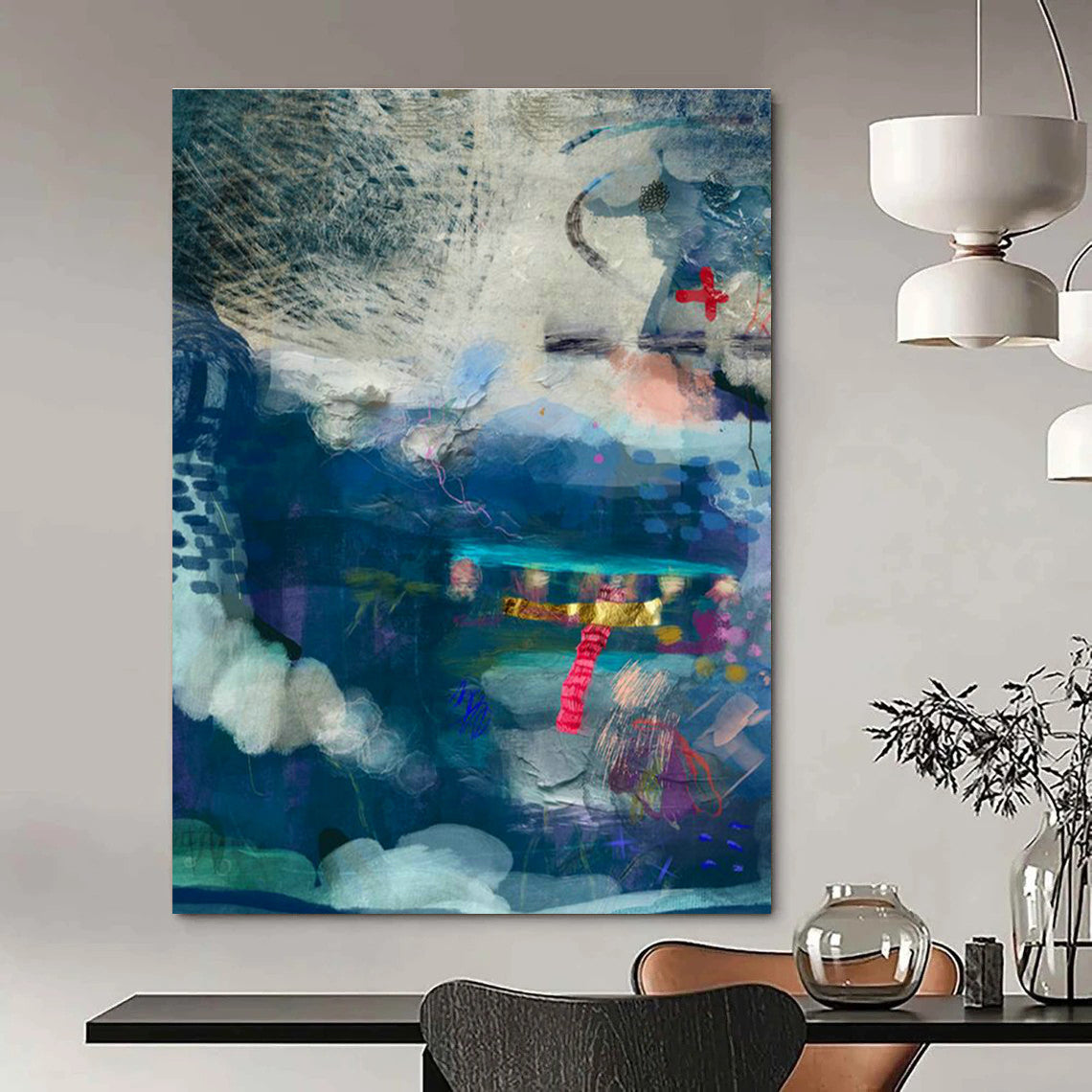 Blue - Toned Collage Art for Coastal Home Study Spaces DLZ0155