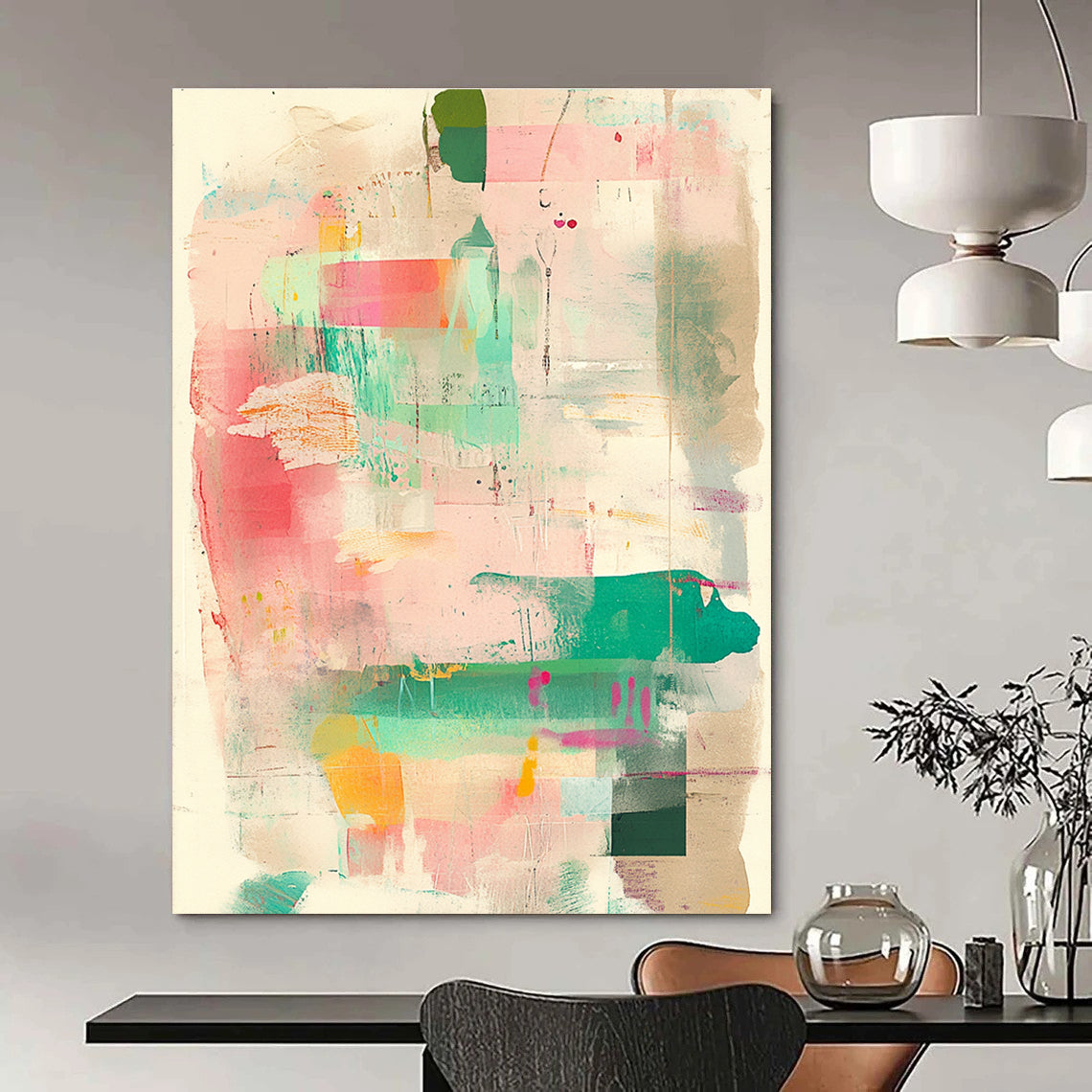Colorful Abstract Collage Art for Bohemian - Style Living Room & Creative Studio STSC1360