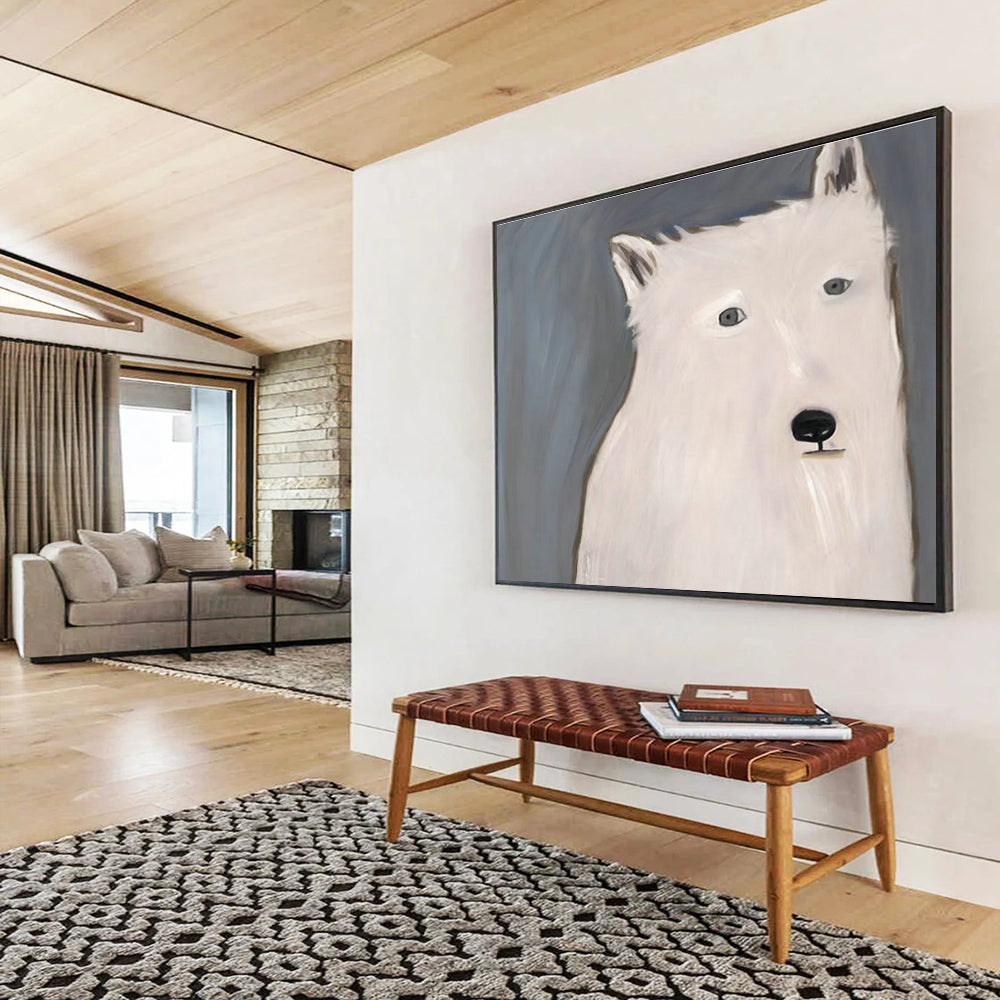 Minimalist White Bear Portrait Art for Kids’ Playroom DLZ2806