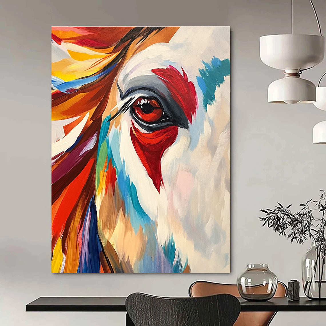 Colorful Horse Eye Portrait for Equestrian - Themed Bar & Art - Centric Home STSC846