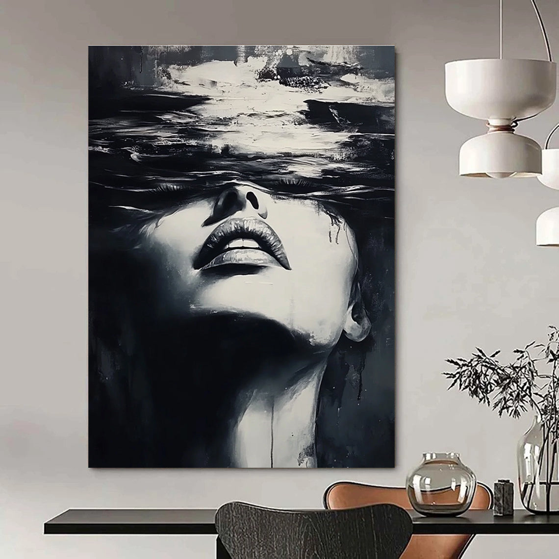 Submerged Woman’s Face Art for Contemporary Art Gallery & Thought - Provoking Therapy Office STSC1385