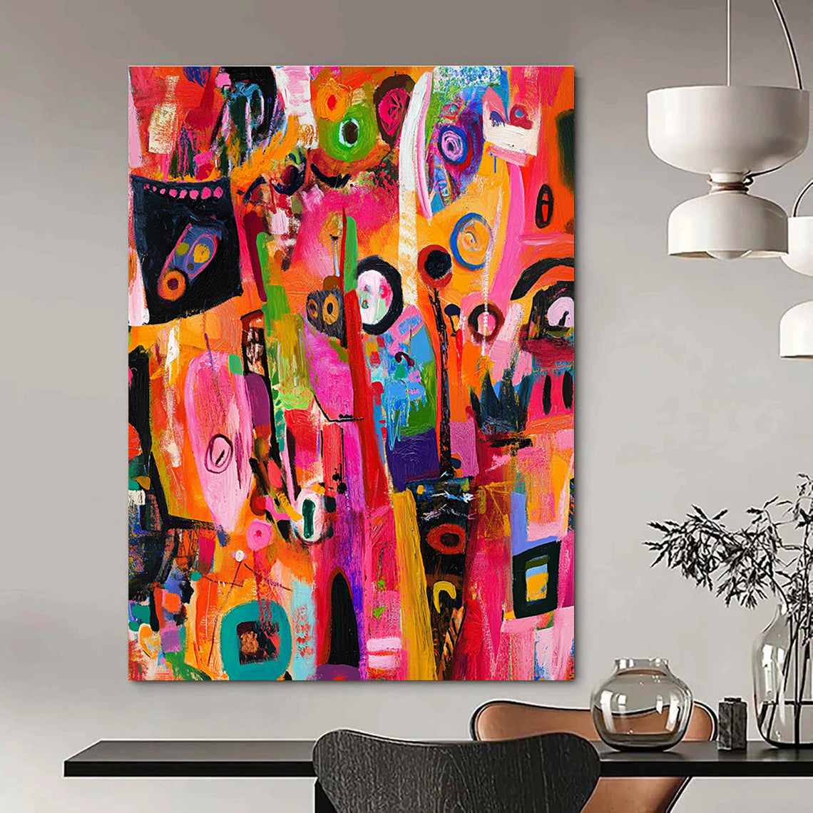 Colorful Abstract Chaos for Bohemian - Chic Restaurant & Creative Studio Break Area STSC1218