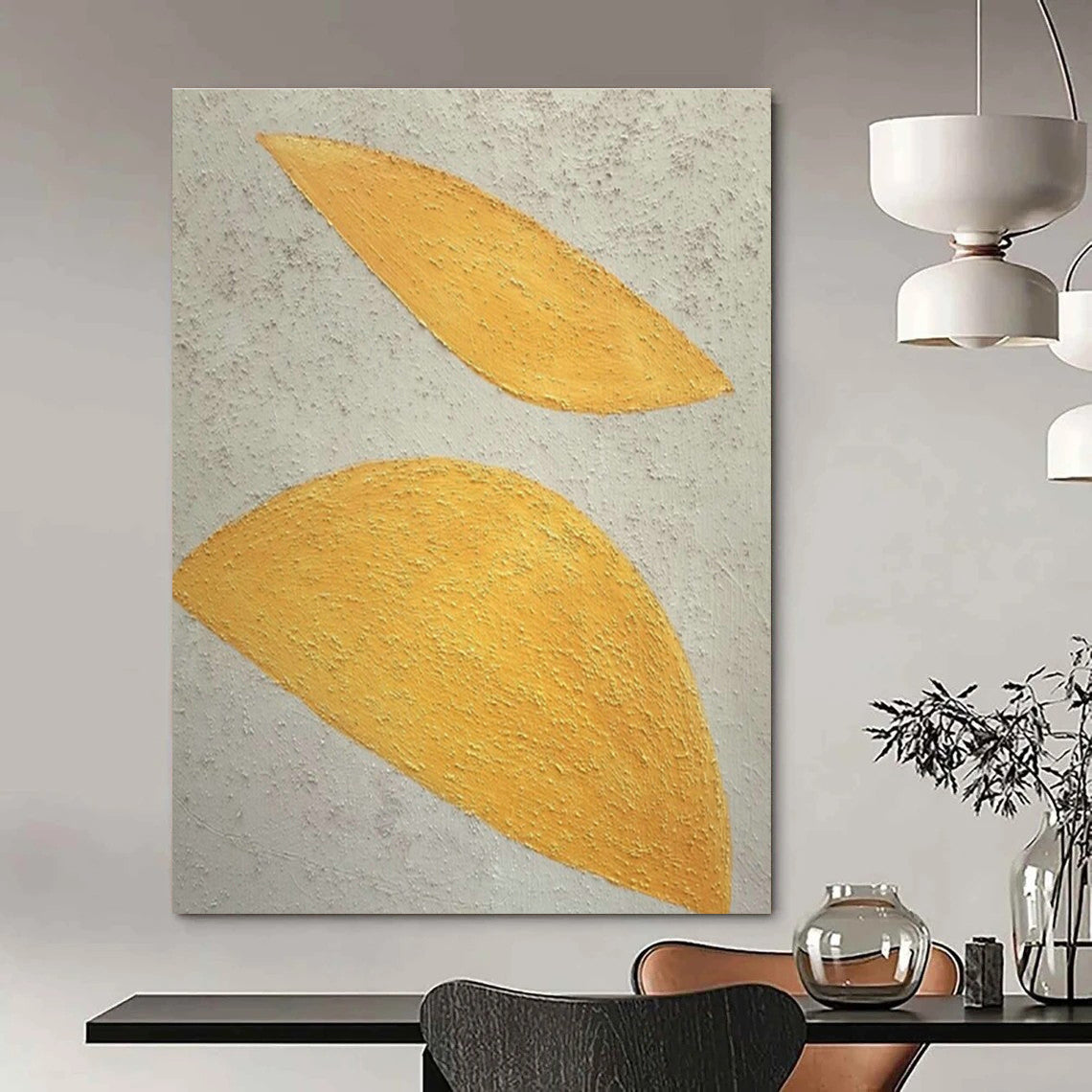 Yellow - White Leaf - Shaped Art for Scandinavian Nursery & Botanical Art Studio DLZ1887