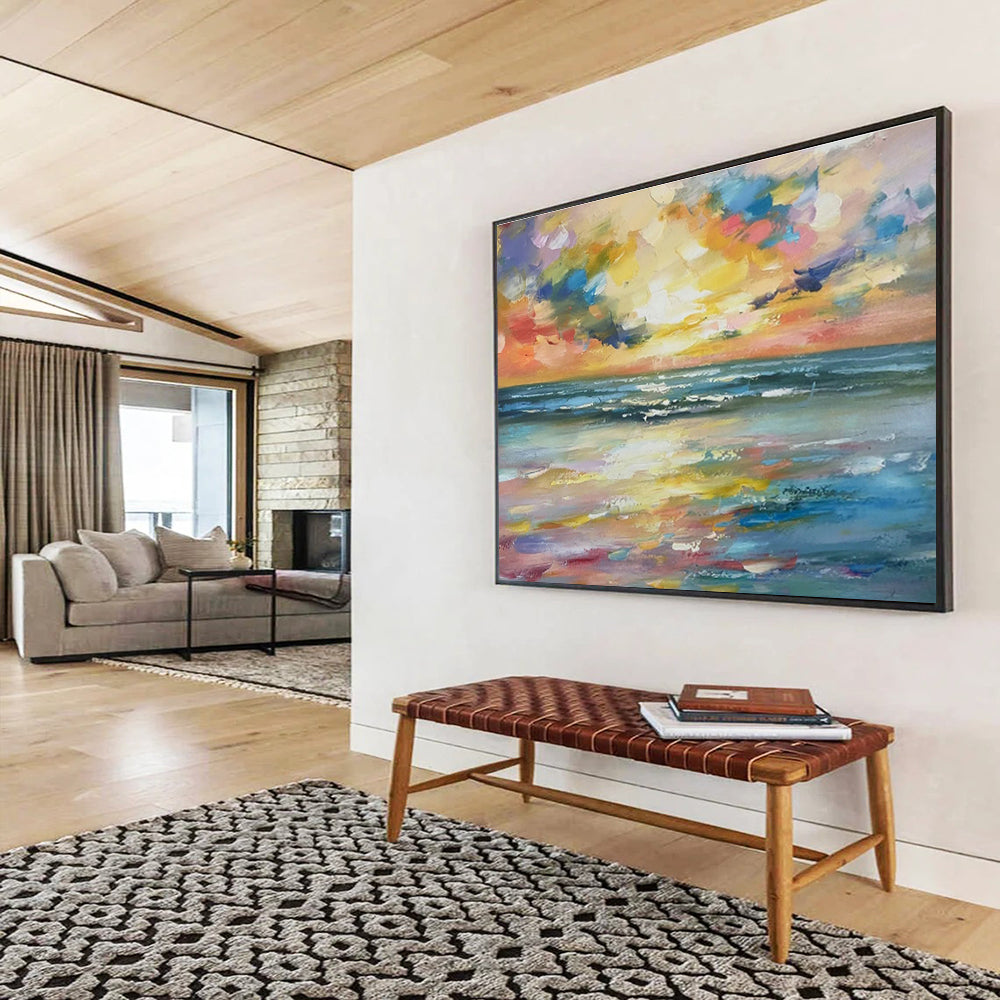 Gorgeous Sea View Oil Painting for Luxury Beach House Living Rooms DLZ2501