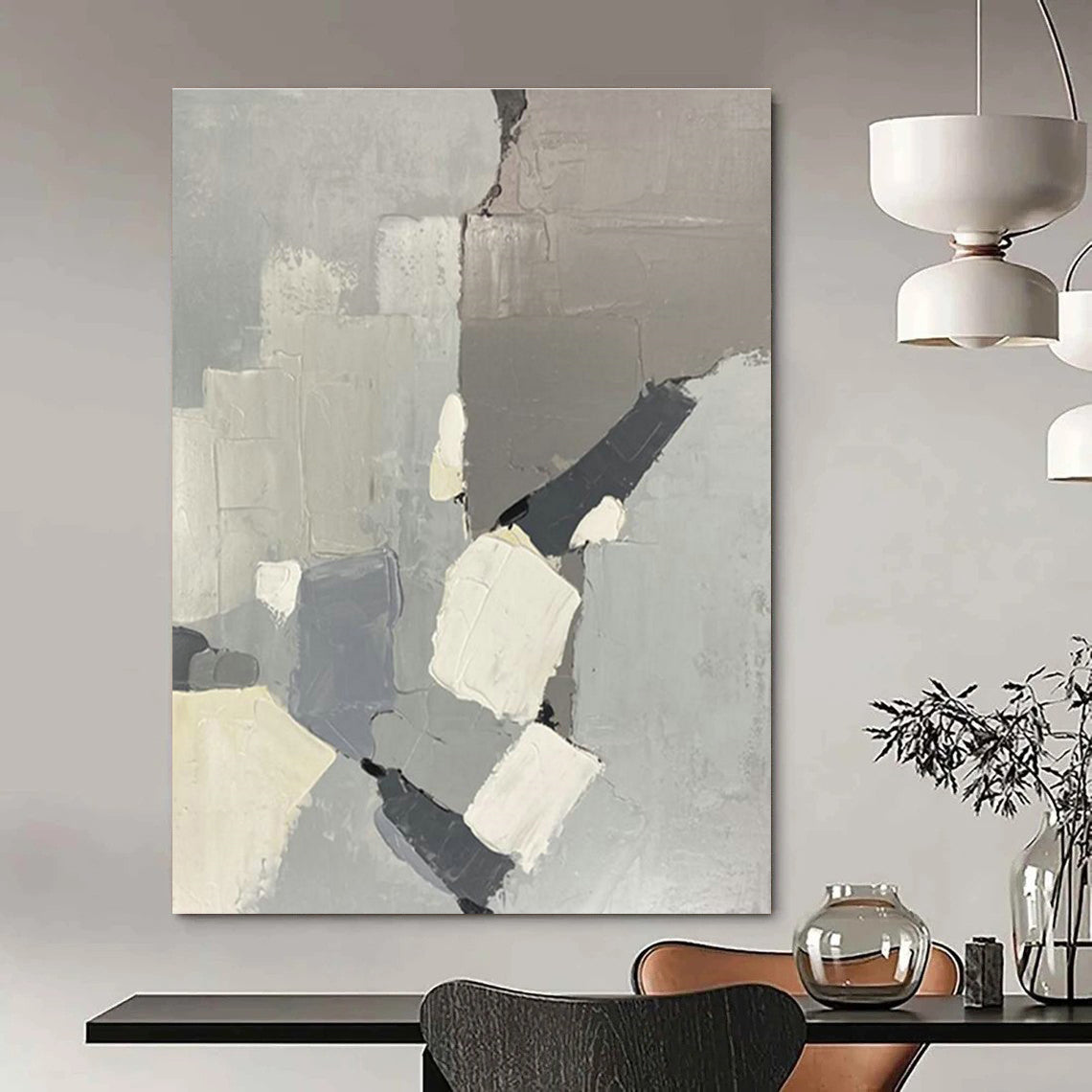 Minimalist Gray - Block Abstract Art for Corporate Office & Modern Hotel Lobby DLZ2286