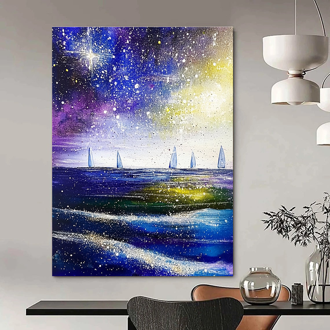 Sparkling Starry Sea for Art - Loving Study & Beach House Balcony STSC852