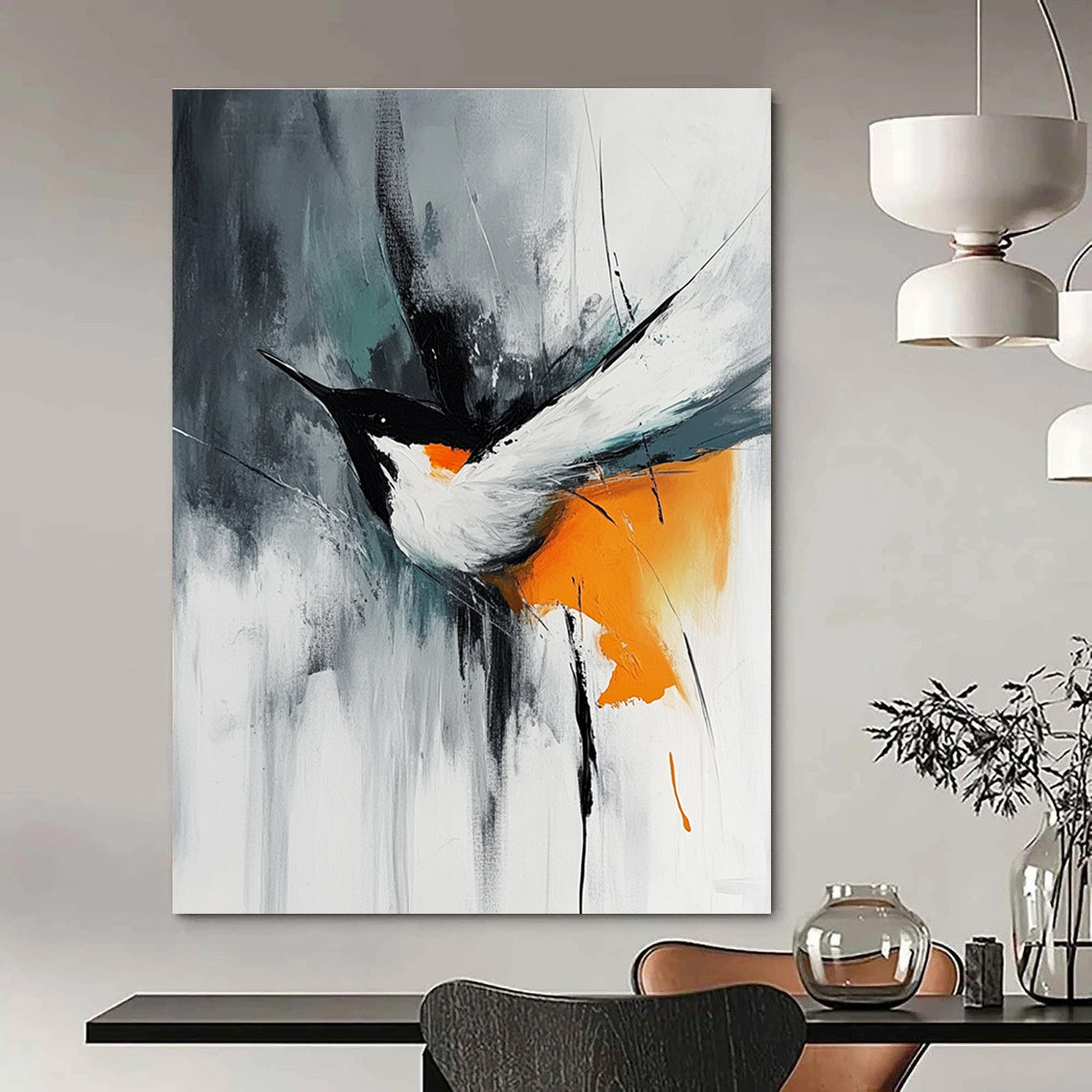 Expressive Abstract Bird Art for Bedroom & Study STSC662
