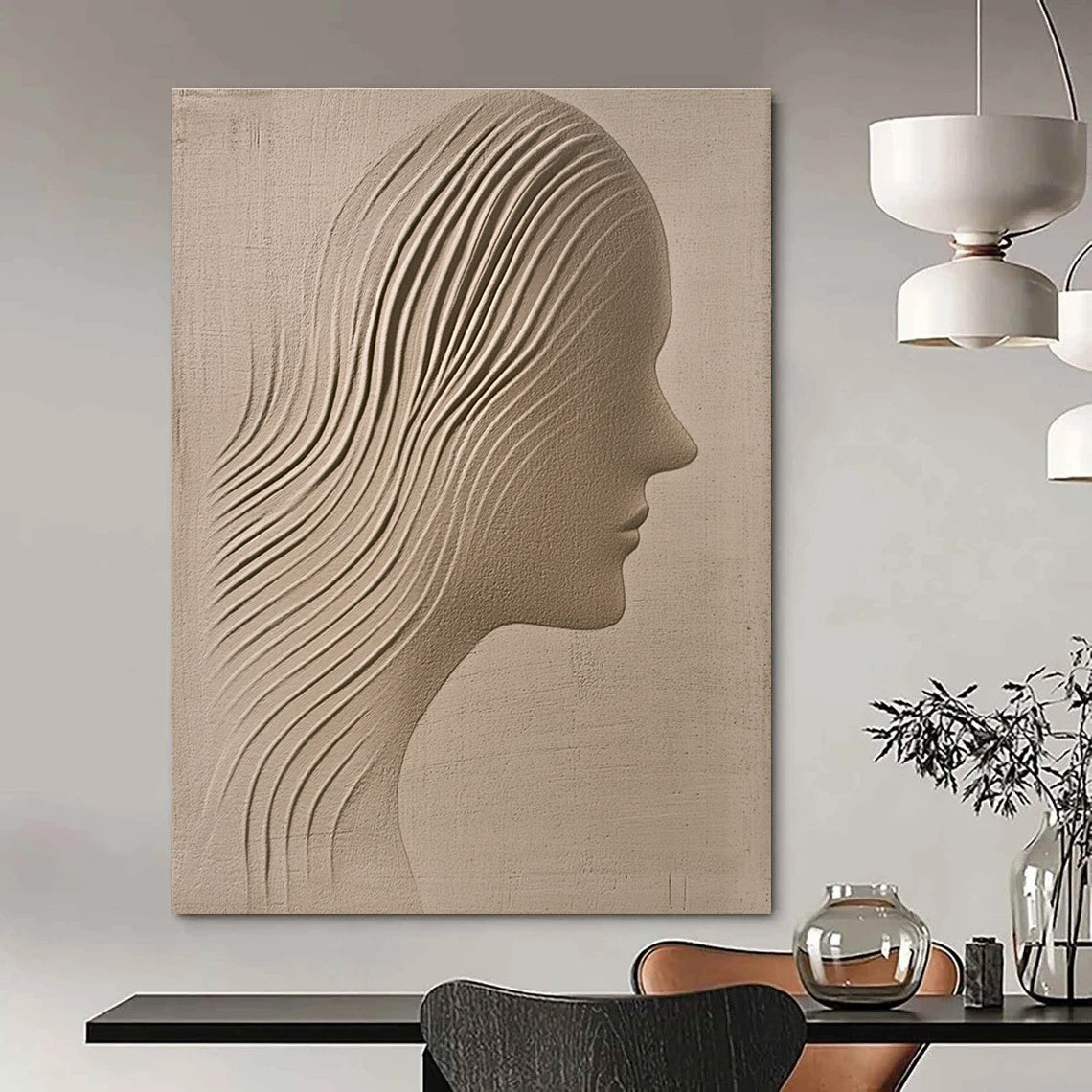 Sculpted Female Profile for Elegant Bedroom & Art Studio Display STSC1213