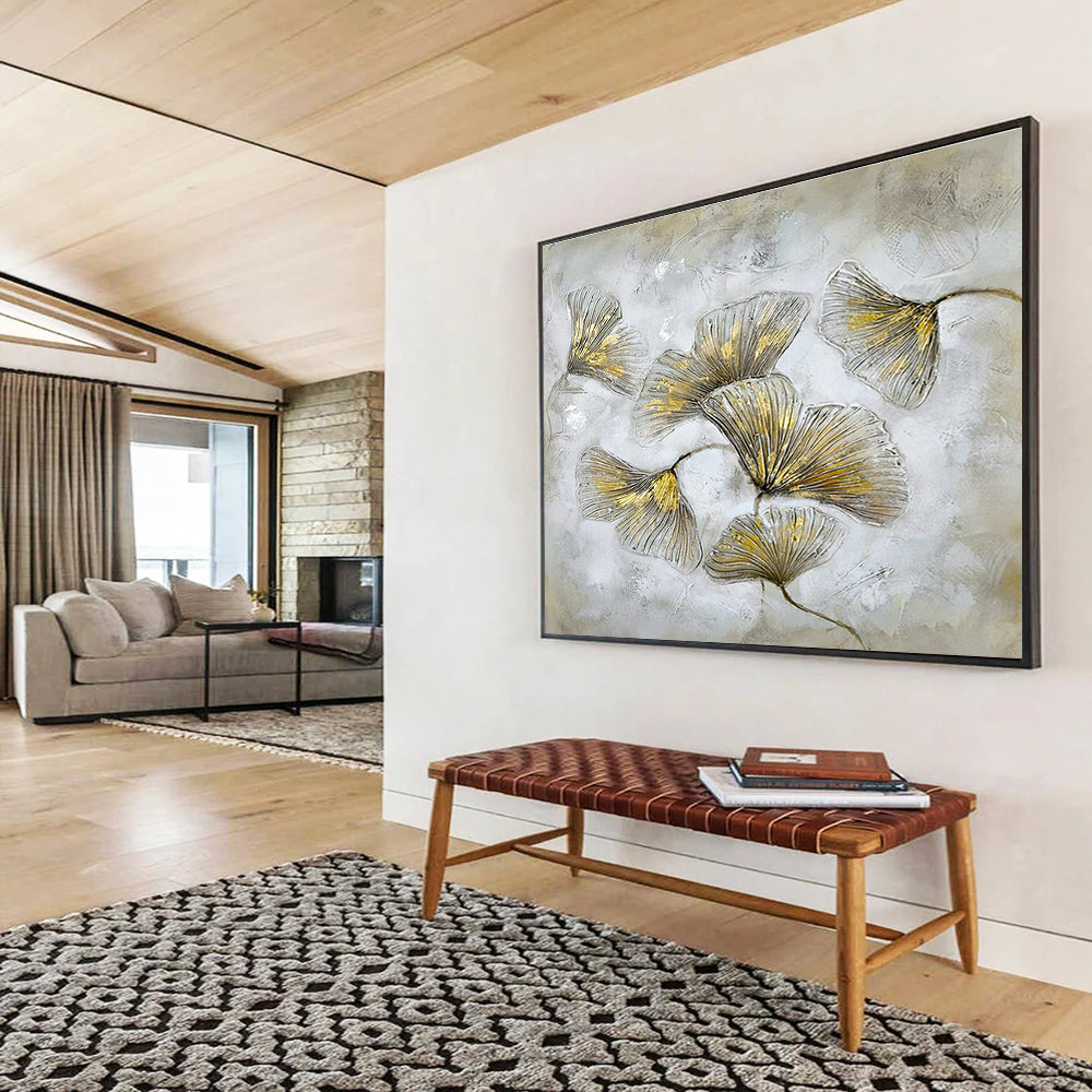 Ginkgo Leaf Relief Art for Zen - Inspired Spa Waiting Rooms DLZ3174