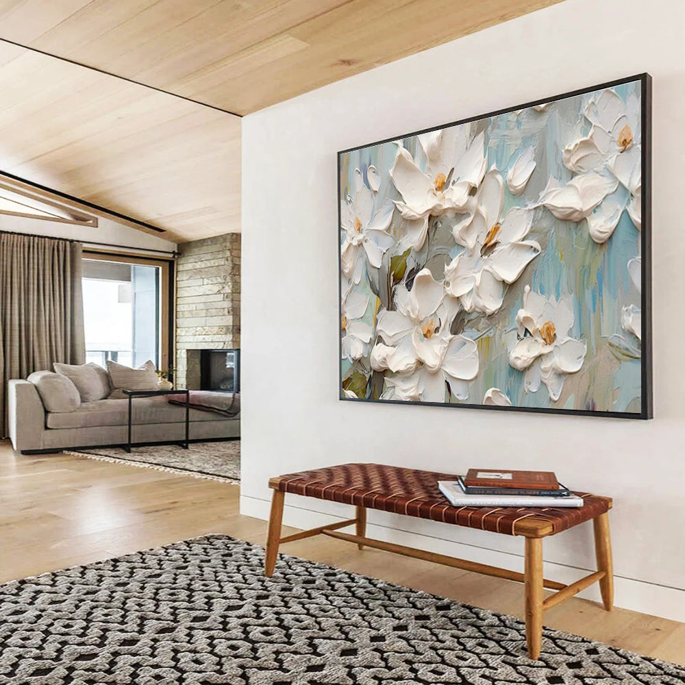 3D White Flower Art for Fresh Minimalist Bathroom DLZ3070