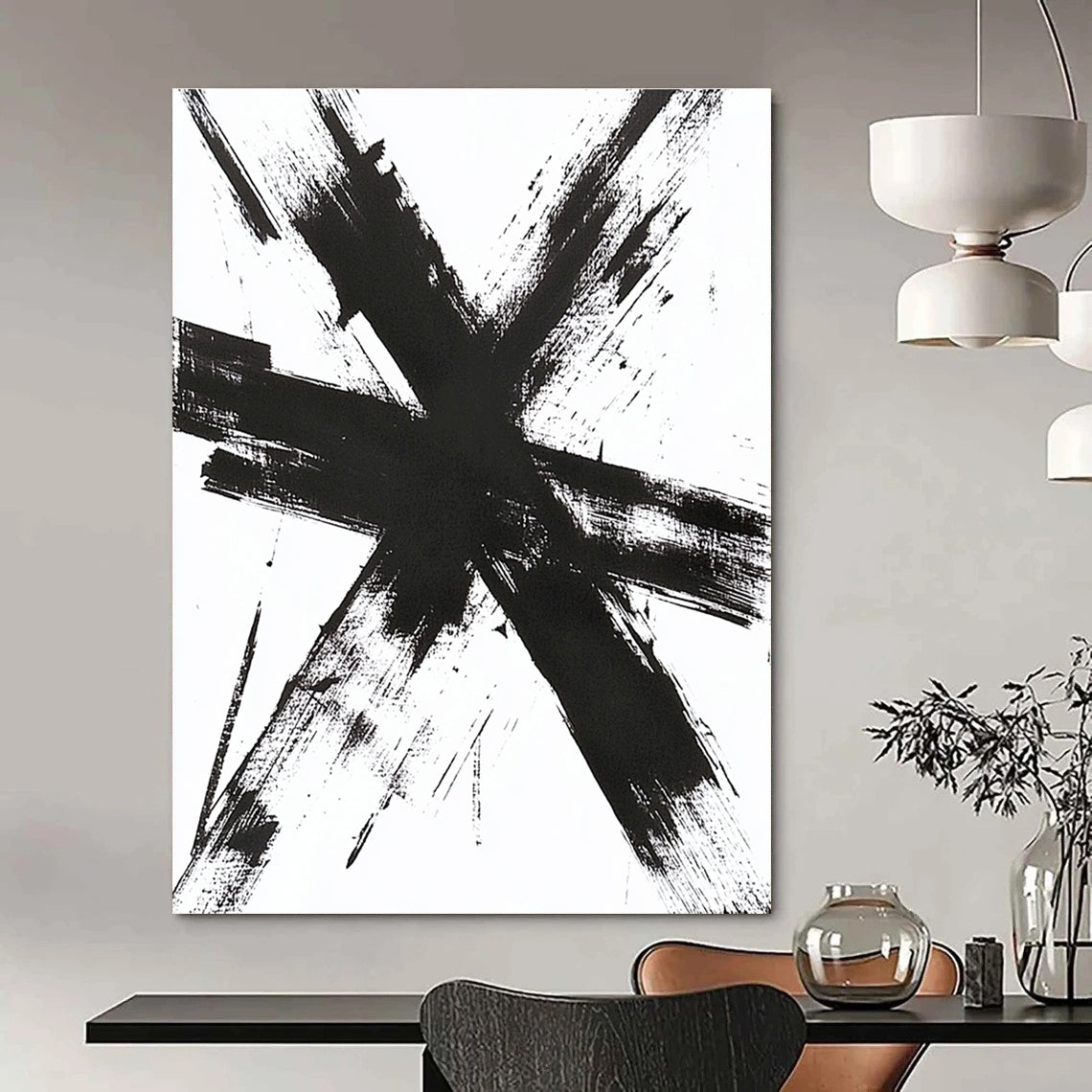 Bold Black Cross Strokes for Industrial - Style Loft & Modern Art Gallery STSC1243