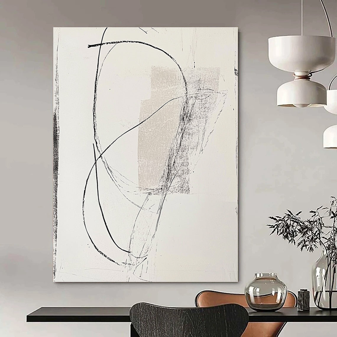 Black and White Abstract Lines for Modern Art Studio & Industrial - Style Loft STSC1256