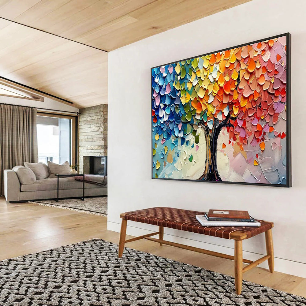 Colorful Tree Palette Knife Art for Modern Art Gallery Feature Walls DLZ3182