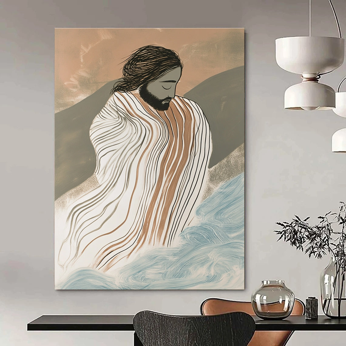 Figure in Striped Cloak for Spiritual Retreat & Art - Themed Library STSC1131