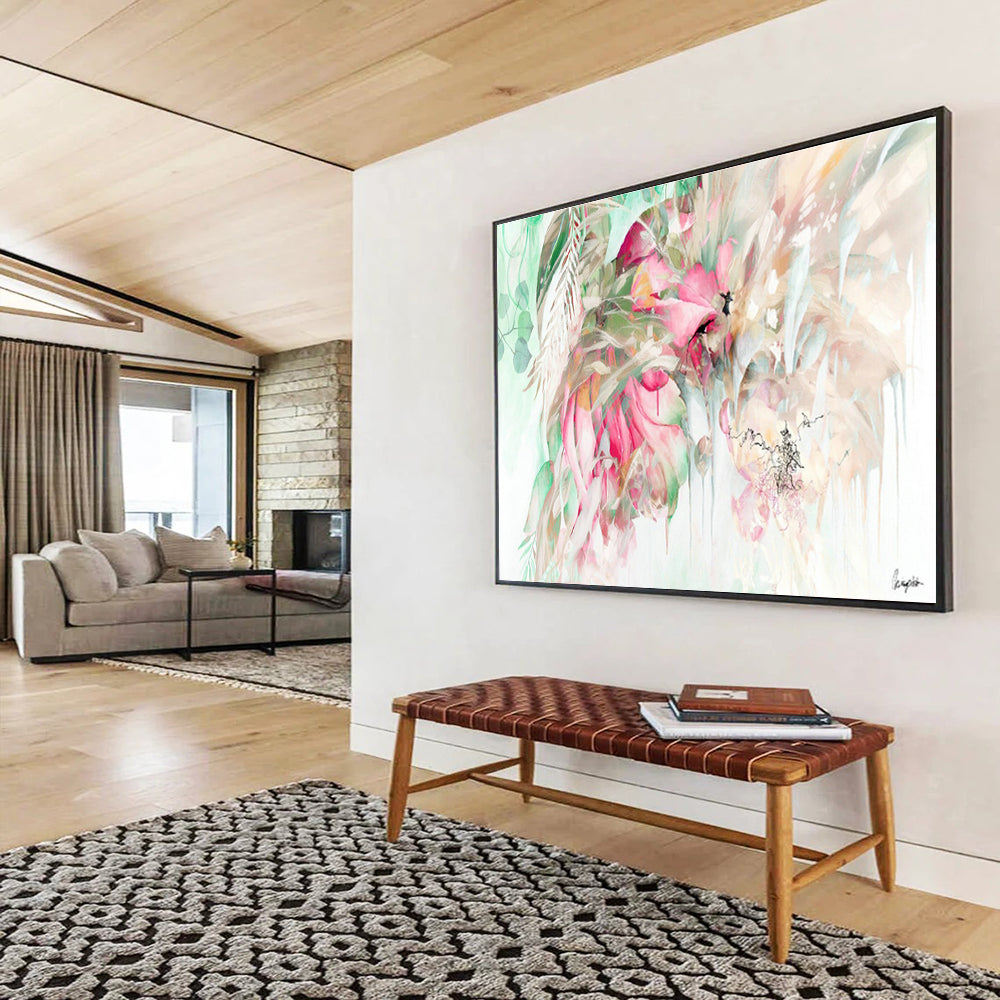 Tropical Flowers and Bird Art for Jungle - Themed Living Space DLZ2918