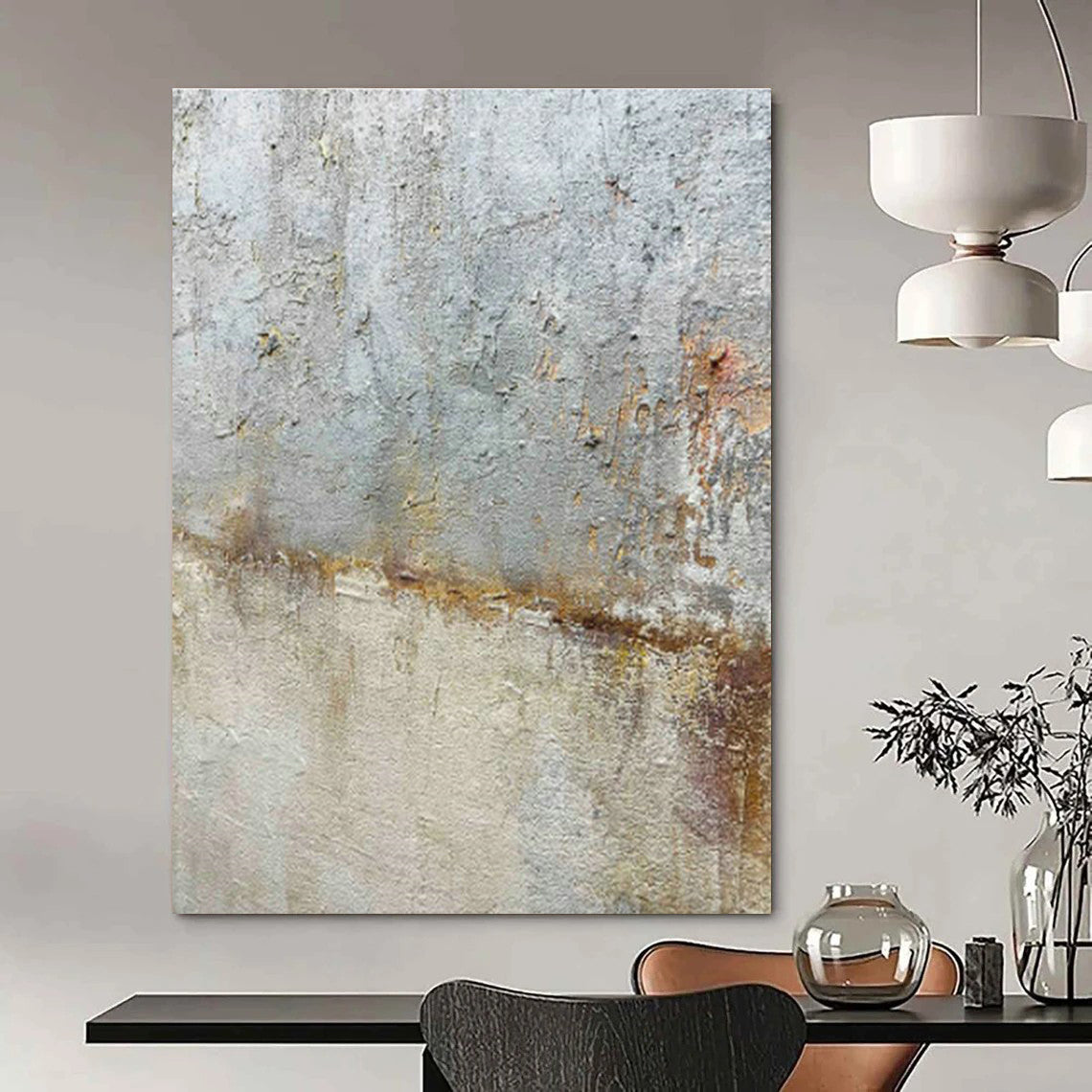 Weathered Gray Abstract Art for Industrial - Chic Bar & Retro - Inspired Art Space DLZ2208