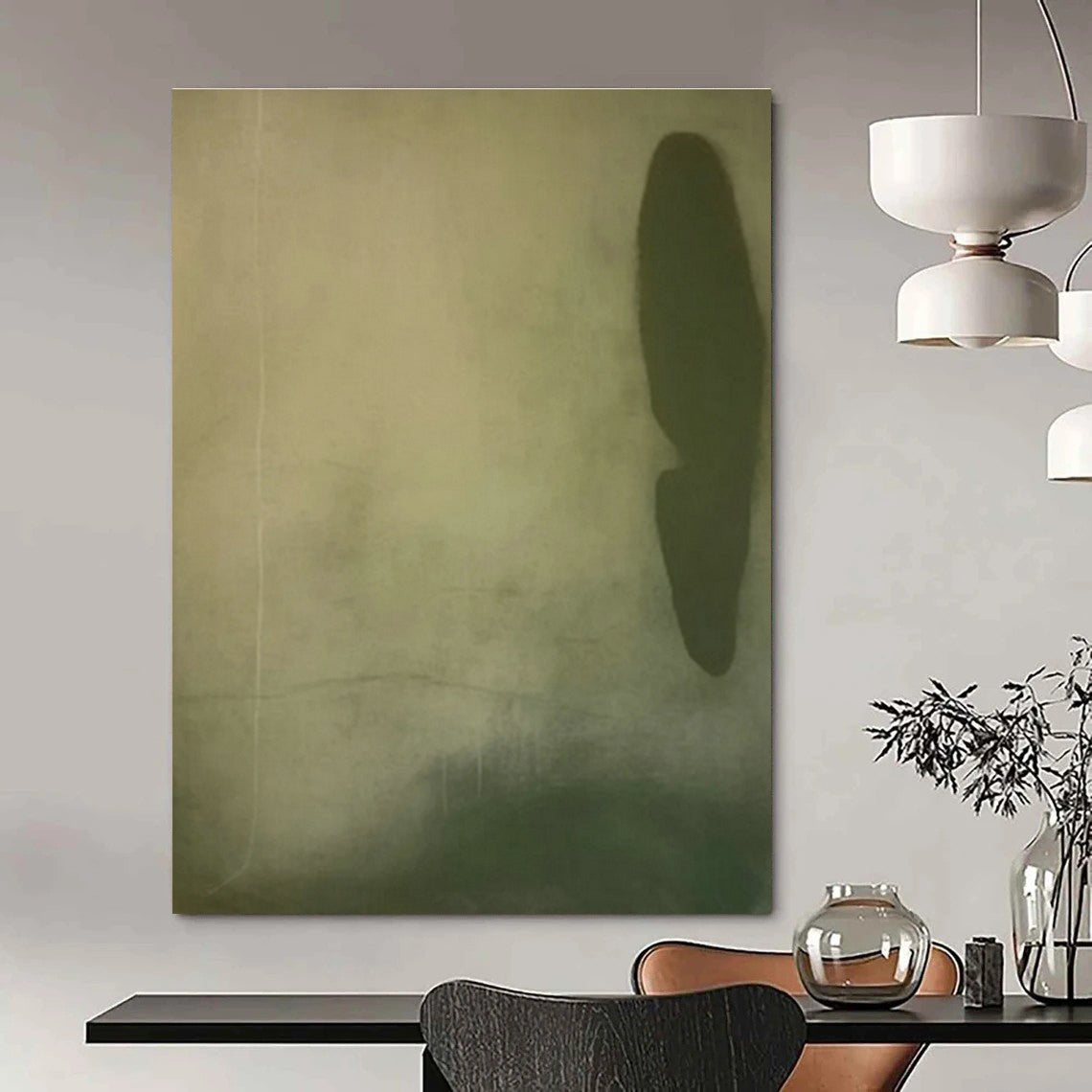 Minimalist Dark Green Abstract for Japandi - Style Study & Calm Yoga Studio DLZ0903