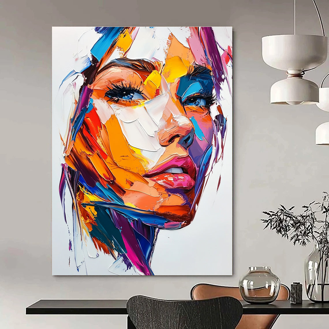 Color Block Abstract Portrait for Contemporary Art Space & Trendy Home Living Room STSC457