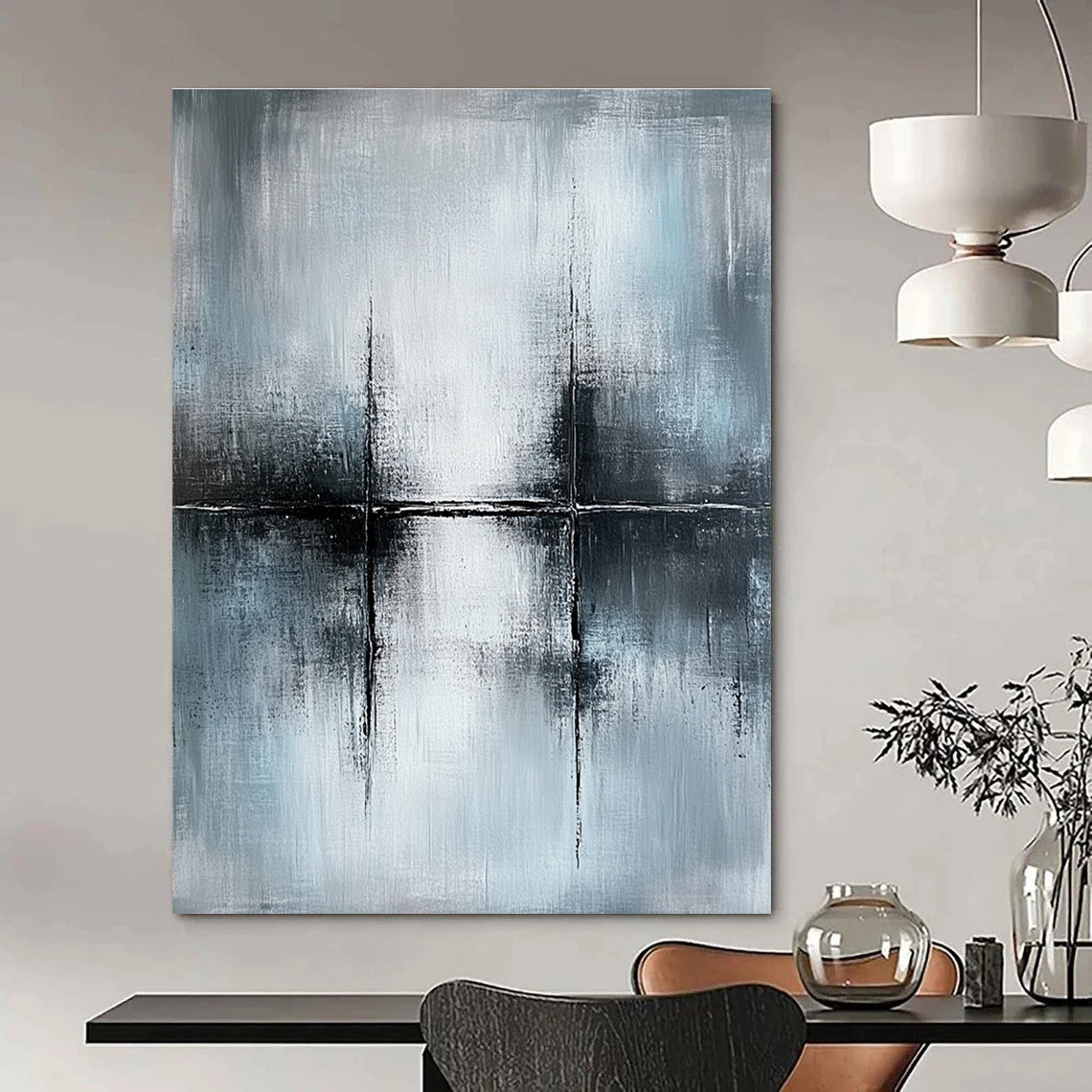 Minimalist Gray Cross Art for Office & Hallway STSC070