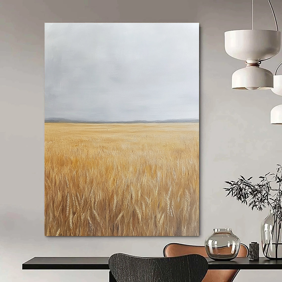 Golden Wheat Field Art for Rustic Home Dining Room & Agricultural Art Exhibition STSC1034