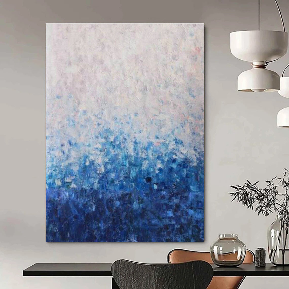 Gradient Blue Abstract Art for Coastal Bedroom & Meditation Space DLZ1357