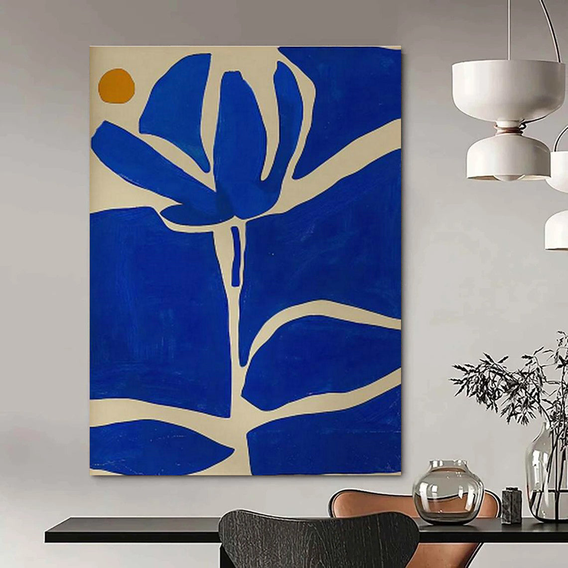 Blue Flower Abstract Art for Mediterranean - Style Courtyards DLZ0111