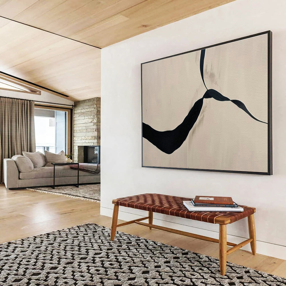 Black Ribbon - like Abstract Art for Contemporary Hallway Displays DLZ2529