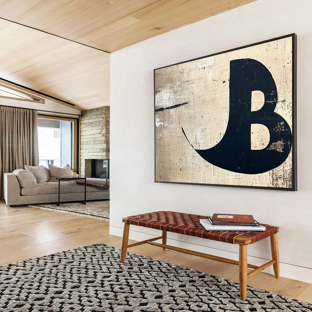 Distressed Letter B Art for Vintage - Themed Café & Industrial - Style Home SC438