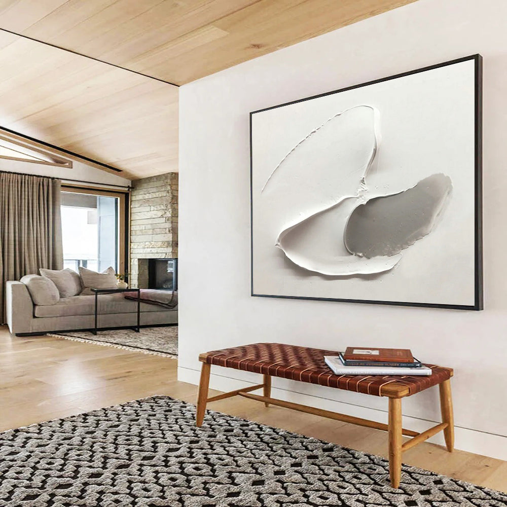 Gray - White Textured Art for Minimalist Bedroom Calm Nooks DLZ3296