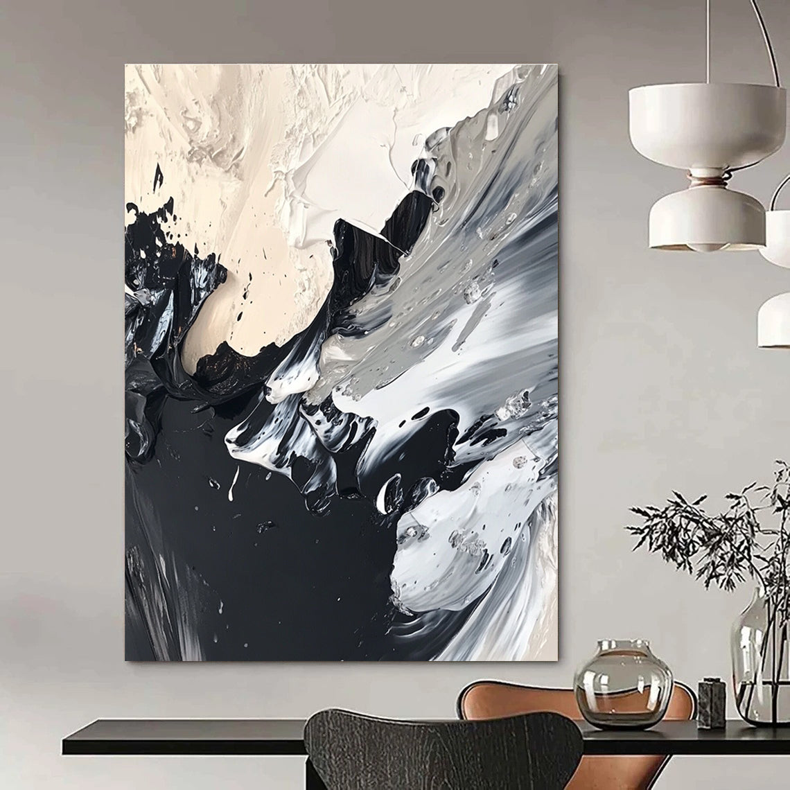 Black and White Textured Abstract for Industrial - Style Loft & Modern Art Museum STSC1277