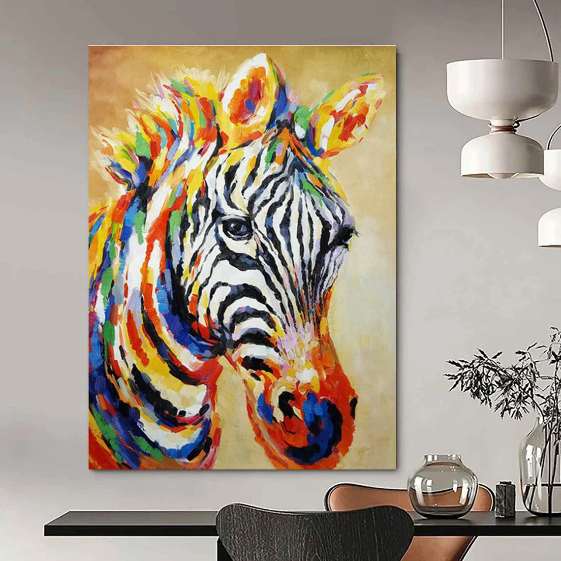 Colorful Zebra Portrait Art for Vibrant Kids' Playroom & Art - Eclectic Home DLZ2142