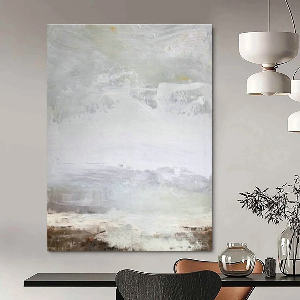 Gray - White Abstract Art for Spa Relaxation Area & Minimalist Bedroom DLZ2057