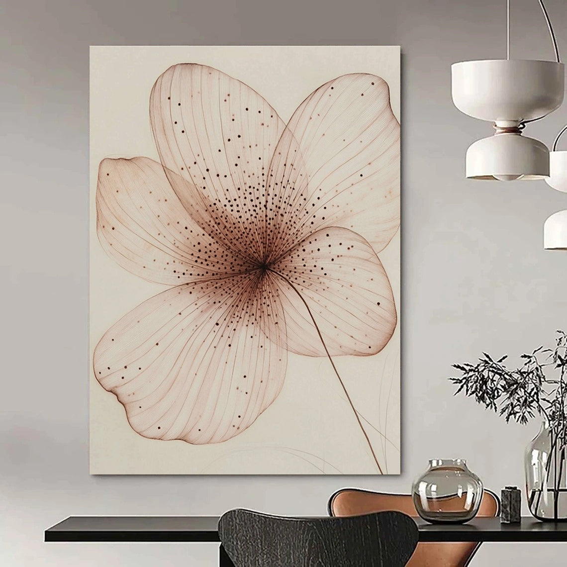 Delicate Flower Drawing for Elegant Bathroom & Botanical Study STSC1197