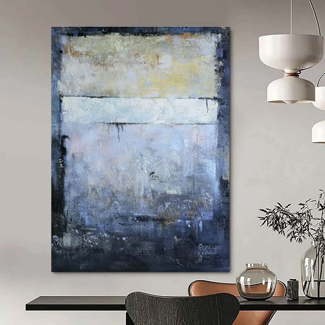 Light Blue Abstract Block Art for Dining Room & Hotel Lobby DLZ2275
