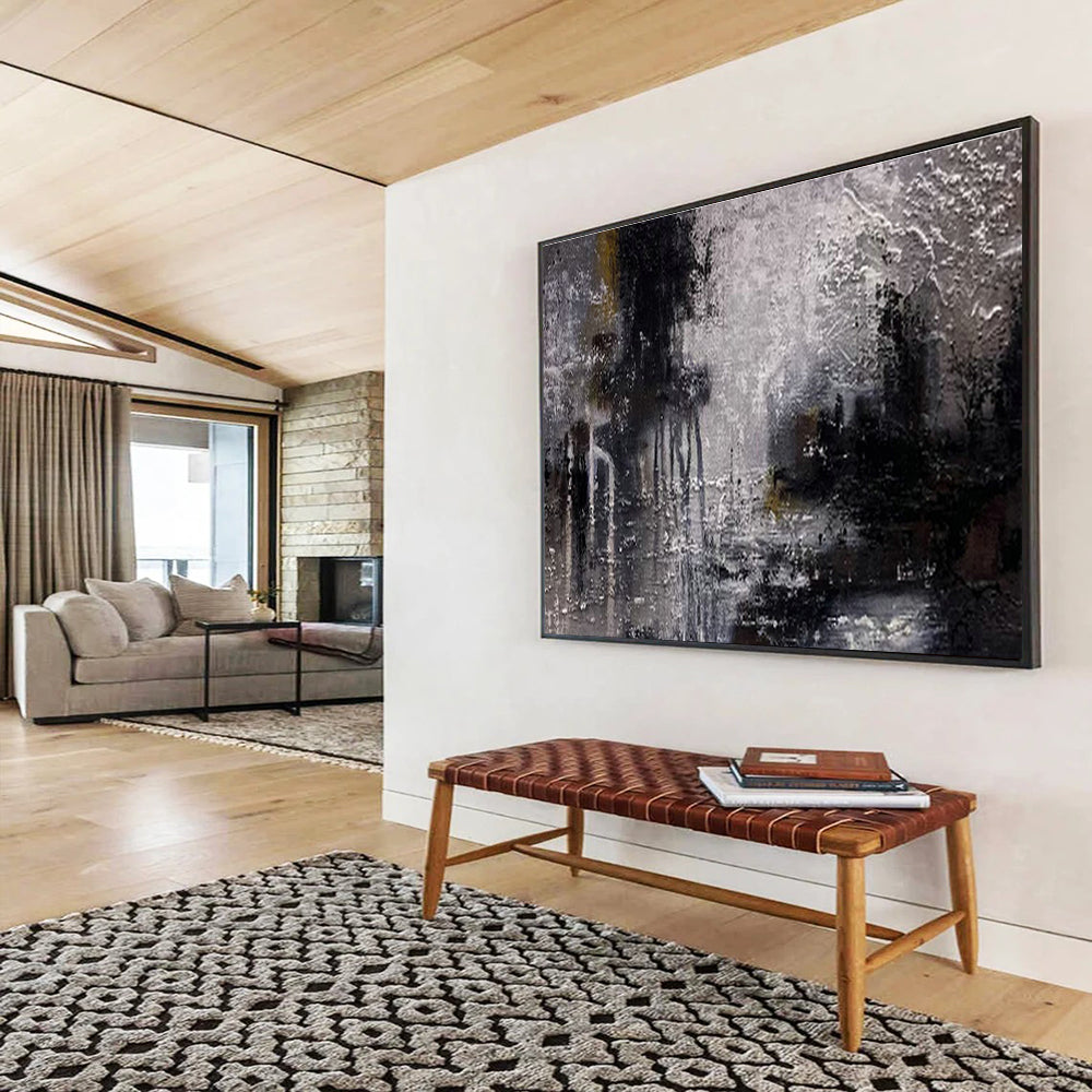 Mysterious Gray - Toned Abstract Art to Elevate Sophisticated Living Rooms DLZ2393