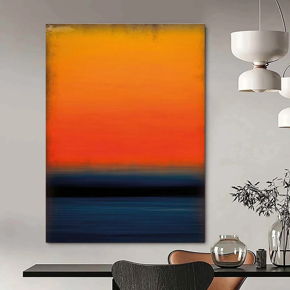 Orange - Blue Gradient Art for Coastal Home Office & Modern Gallery DLZ2092