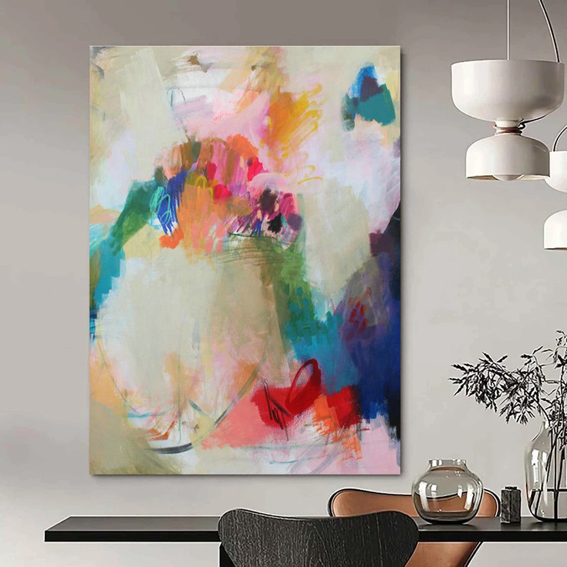 Colorful Floral Abstract Art for Bohemian - Style Cafés DLZ0150