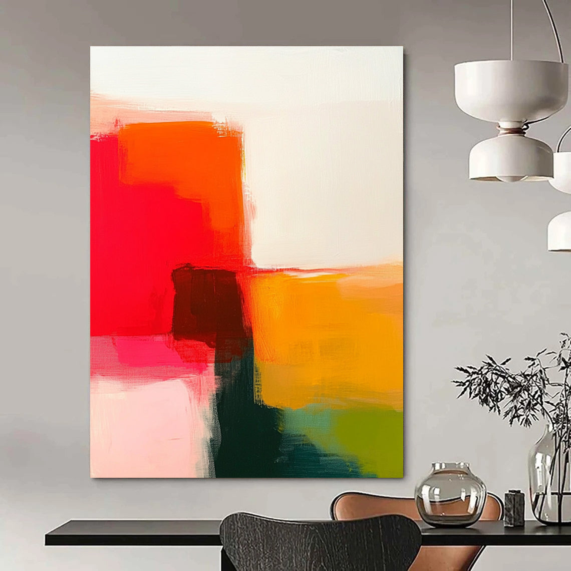 Bold Color Block Abstract for Vibrant Living Room & Creative Retail Space STSC629