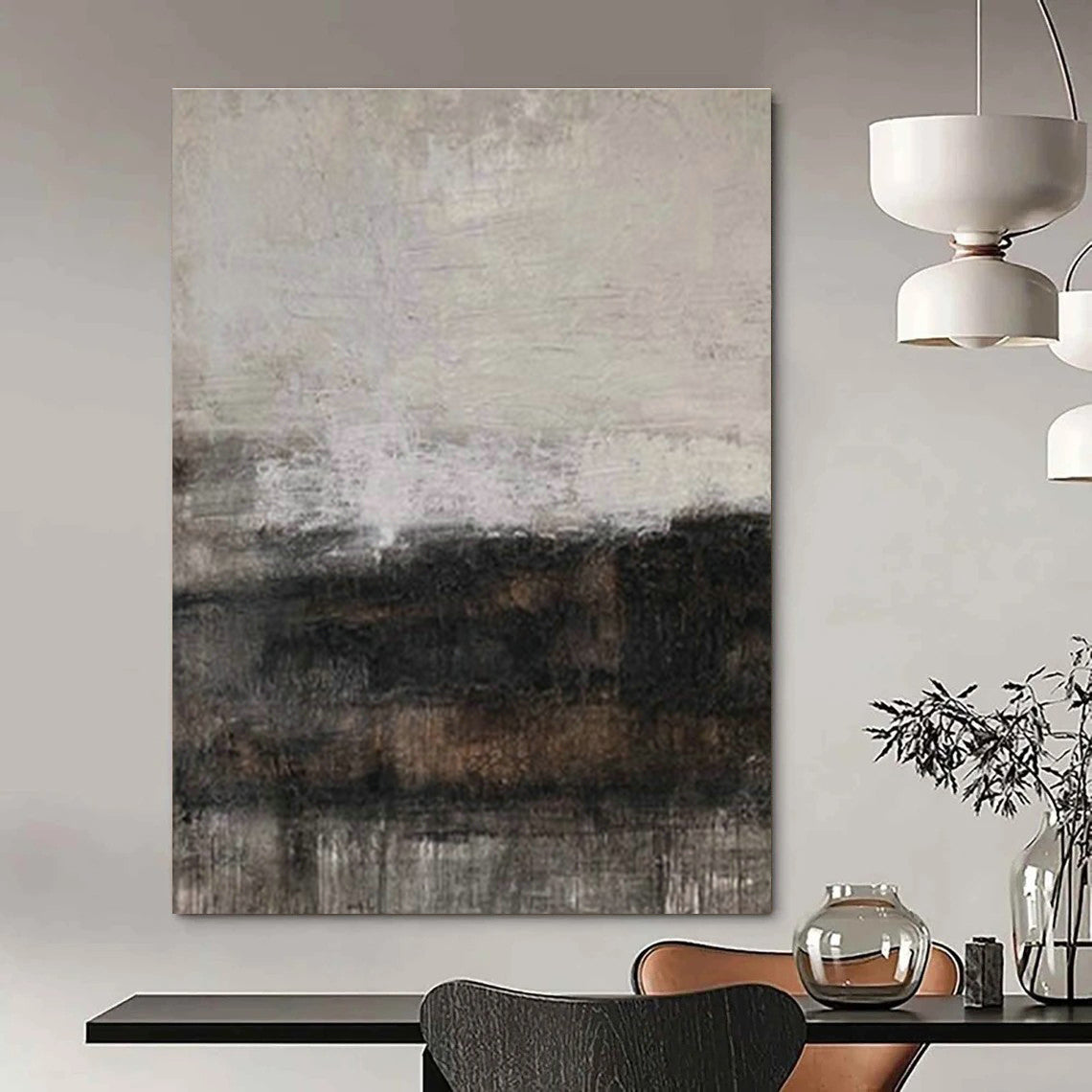 Gray - Black Textured Abstract Art for Industrial Loft & Minimalist Office DLZ1880