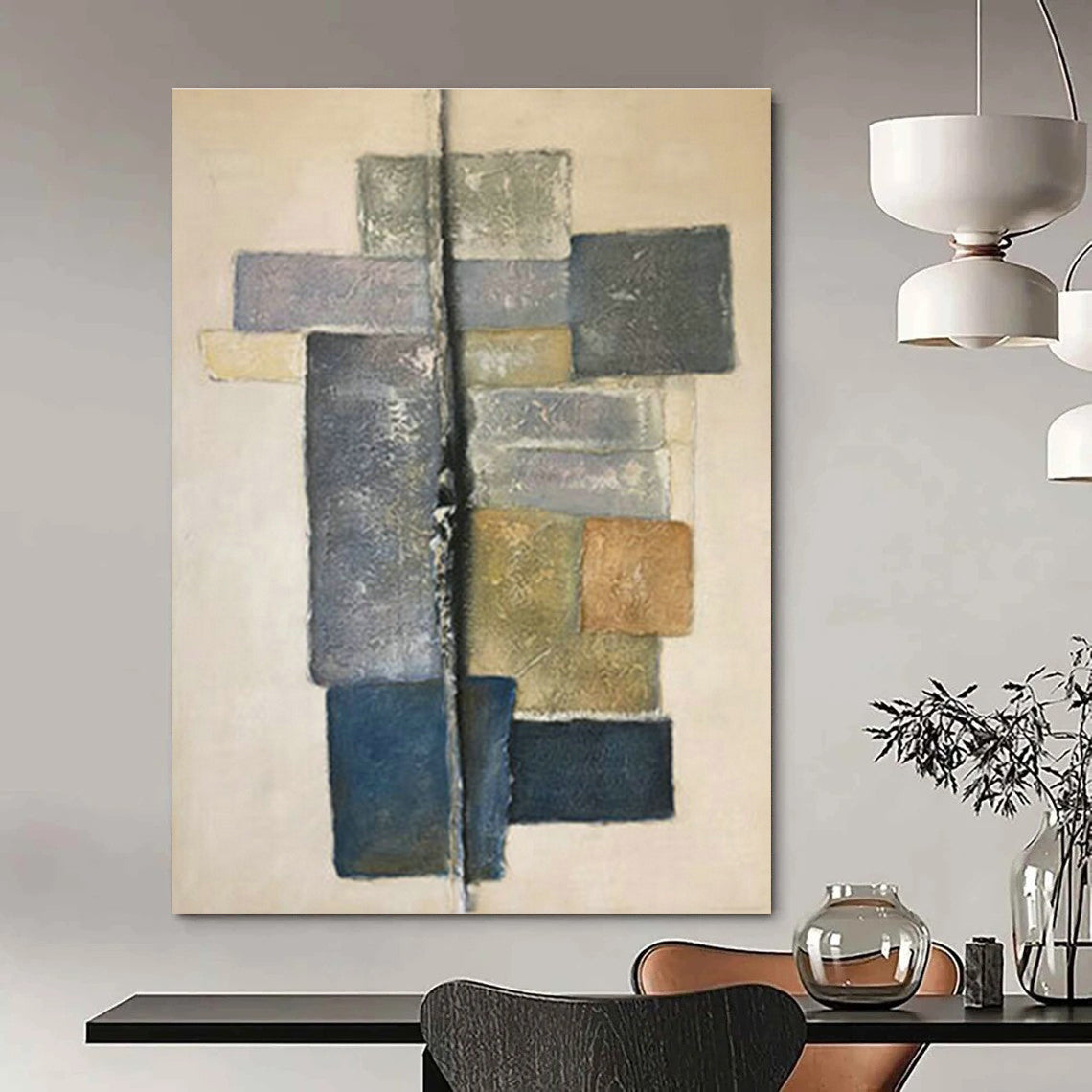 Geometric Color - Block Art for Modern Office Lobby & Design Studio DLZ1048