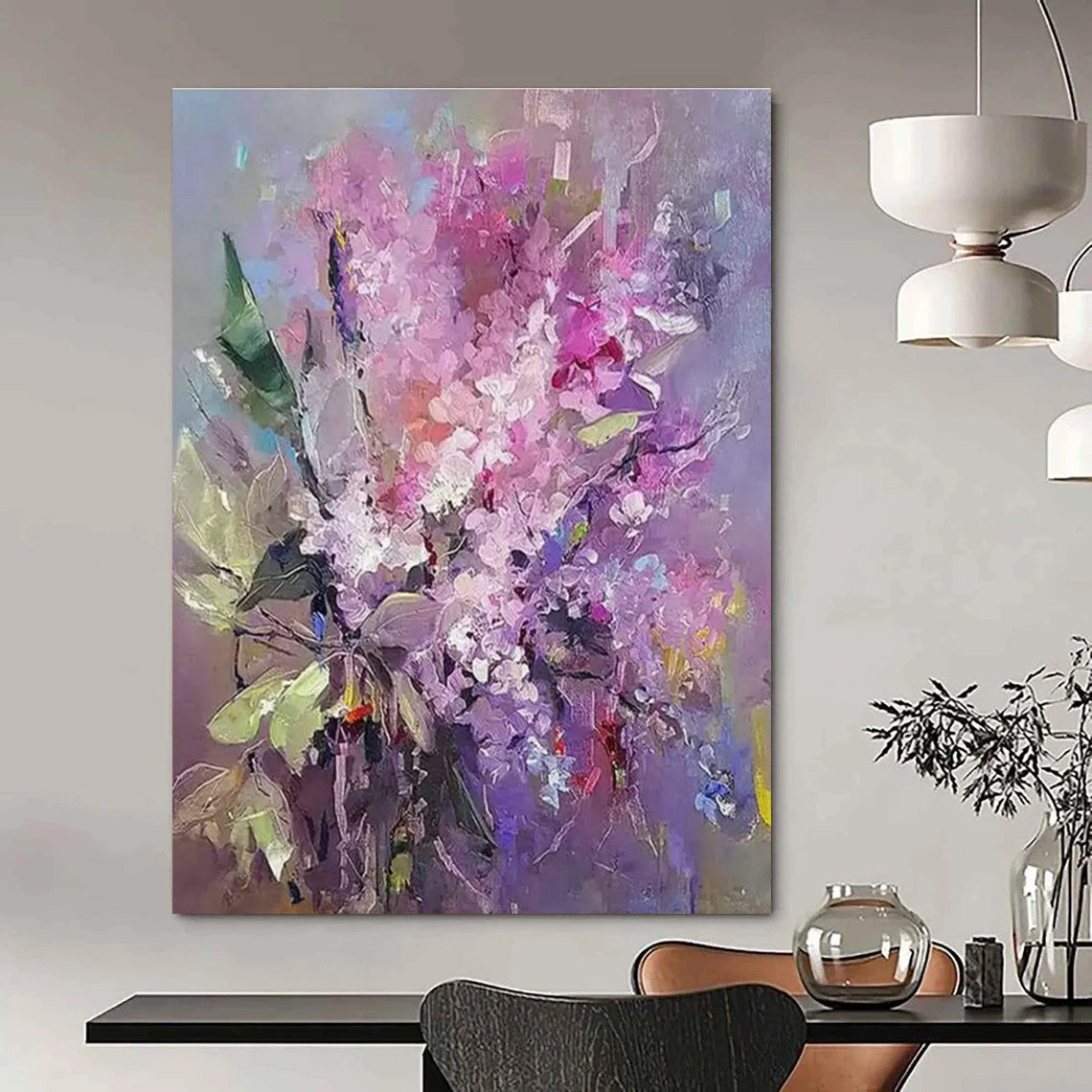Pink - Purple Flower Bouquet Art for Romantic Wedding Venue & Feminine Home Salon DLZ0912