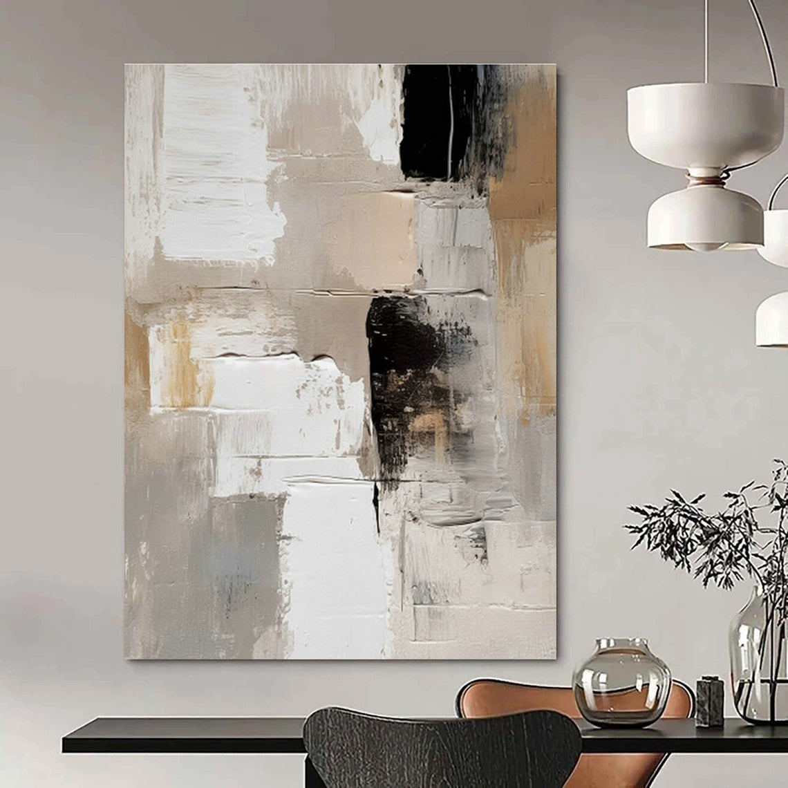 Gray - White - Black Abstract Art for Industrial - Chic Loft & Modern Art Museum DLZ0718