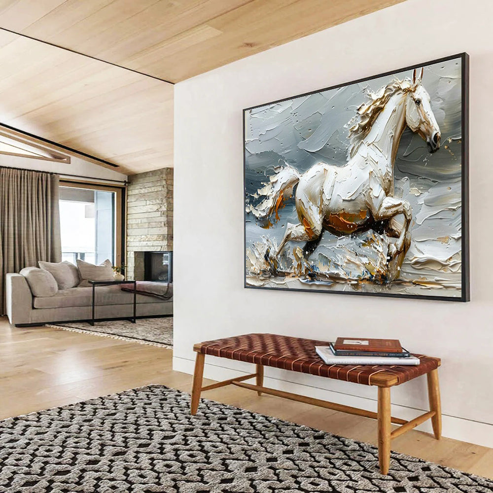Galloping Horse Relief Art for Equestrian - Themed Clubhouse Dining Rooms DLZ3196